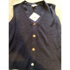 AVA & Viv Sweater Vest Navy Blue Women Size 1X NEW With Tags Button Down